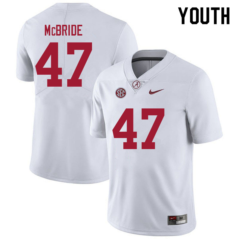 Alabama Crimson Tide Youth Jacobi McBride #47 White NCAA Nike Authentic Stitched 2021 College Football Jersey AH16Q04HQ